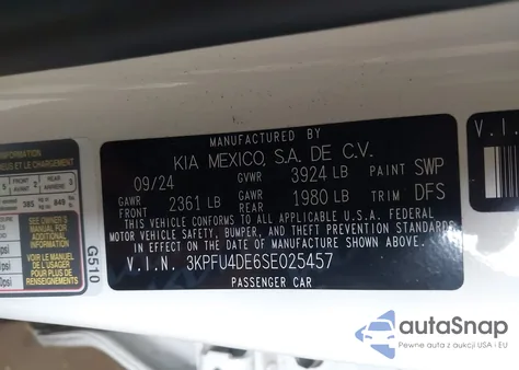 2025 Kia K4 Ex из США, поврежденный, VIN 3KPFU4DE6SE025457